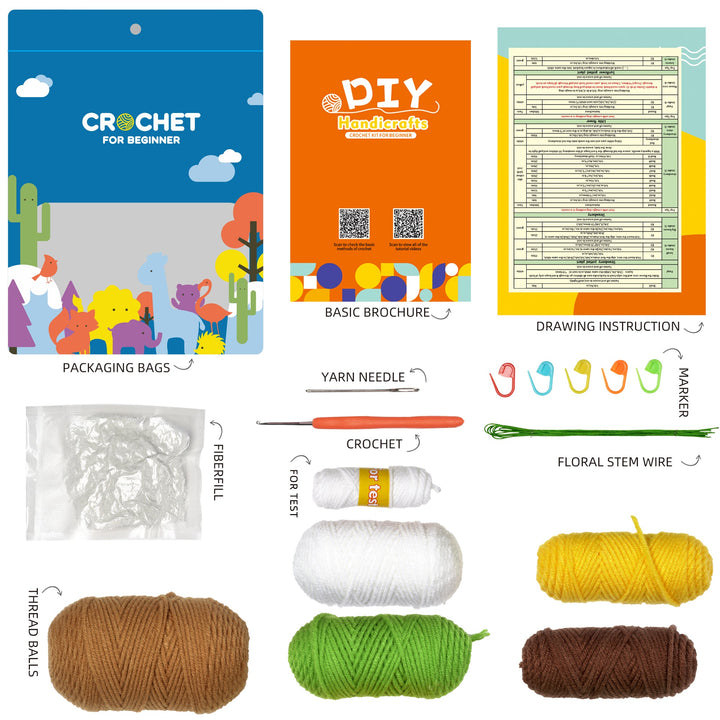 Yellow Flowers. Potted Flower Amigurumi DIY Crochet Kit Wizardi F07N8-M19