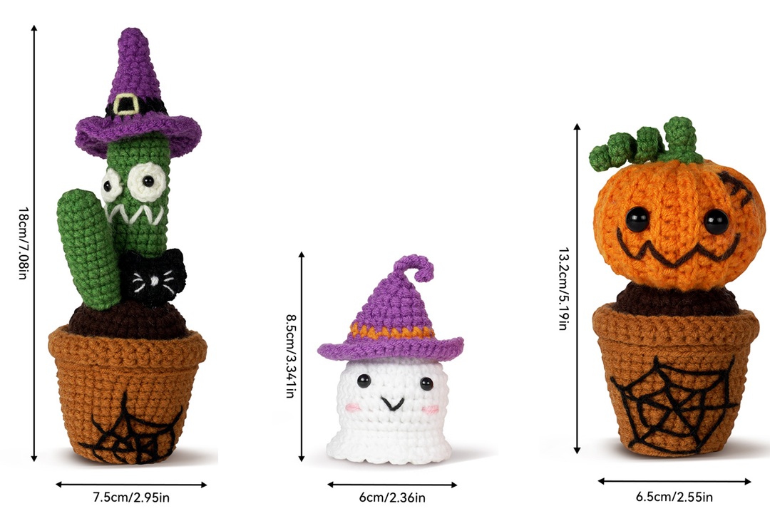 Halloween Plants with Ghost Amigurumi DIY Crochet Kit Wizardi F07N8-M226