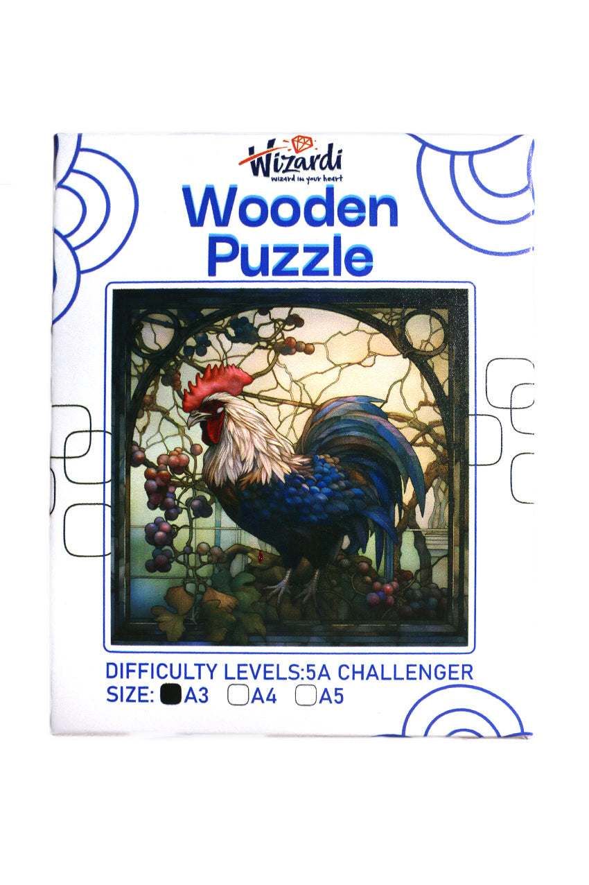 Rooster in Garden - Jigsaw Wooden Puzzle by Wizardi F07N9-17