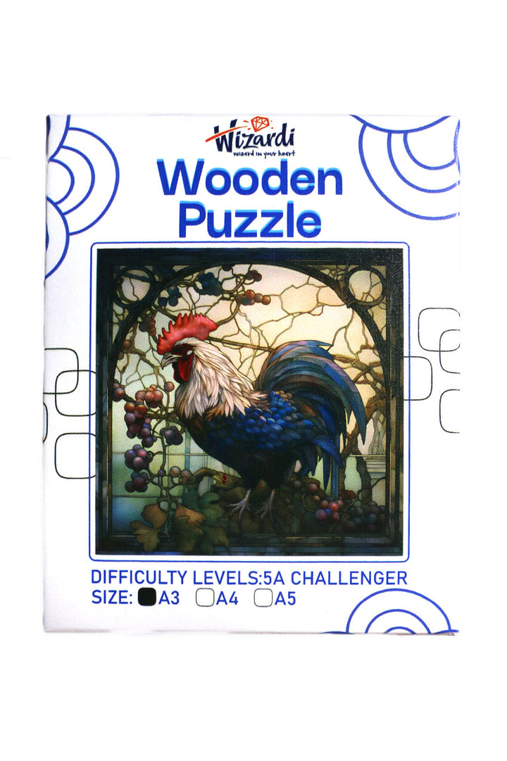 Rooster in Garden - Jigsaw Wooden Puzzle by Wizardi F07N9-17