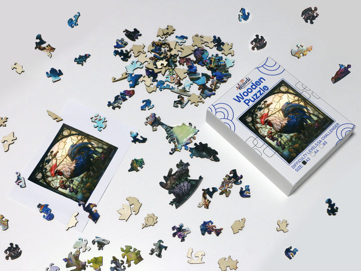 Rooster in Garden - Jigsaw Wooden Puzzle by Wizardi F07N9-17