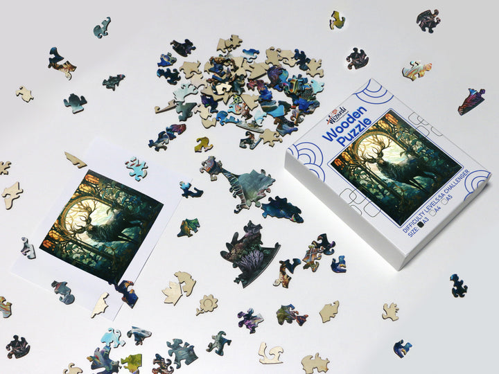 Mysterious Deer - Jigsaw Wooden Puzzle by Wizardi F07N9-18