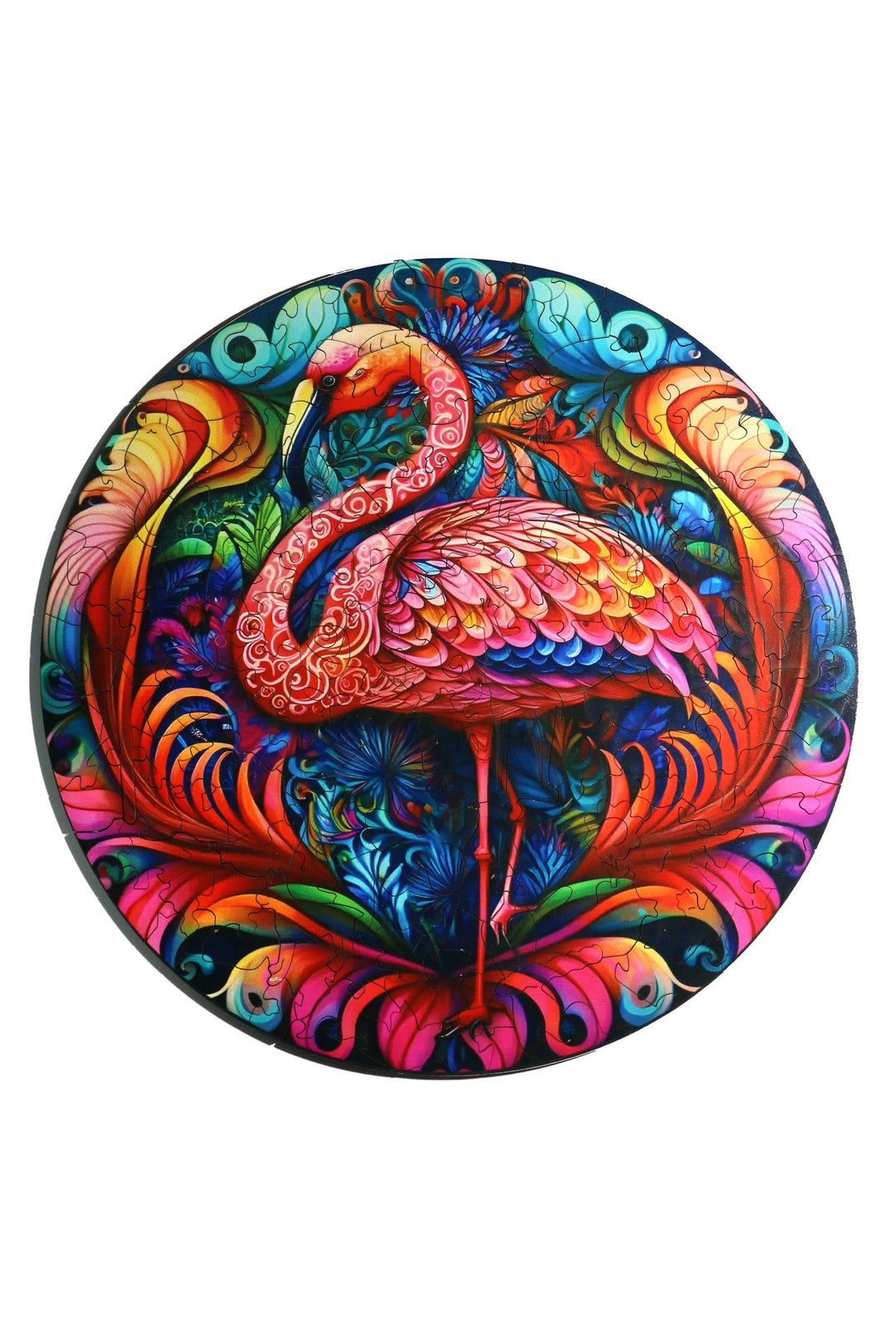 Flamingo in Leaves - Jigsaw Wooden Puzzle by Wizardi F07N9-27