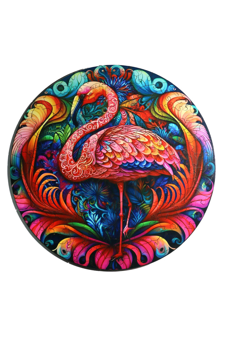 Flamingo in Leaves - Jigsaw Wooden Puzzle by Wizardi F07N9-27