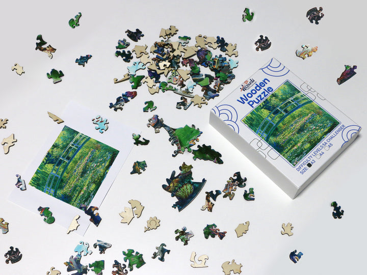 The Water Lily Pond after Claude Monet - Jigsaw Wooden Puzzle by Wizardi F07N9-28