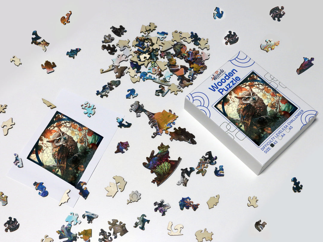 Owl - Jigsaw Wooden Puzzle by Wizardi F07N9-6