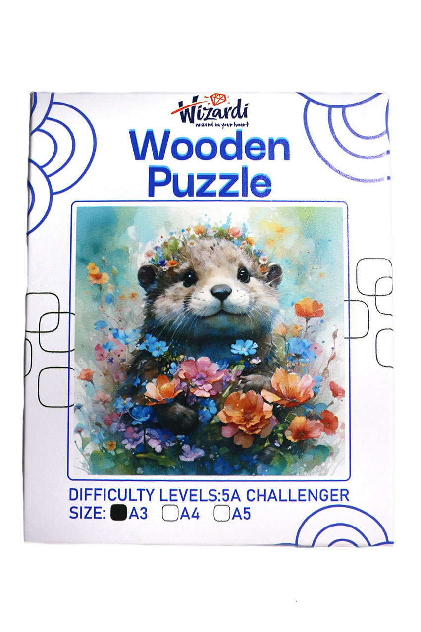 Hamster and Flowers - Jigsaw Wooden Puzzle by Wizardi F07N9-9