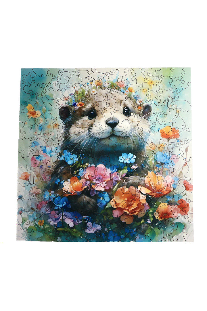 Hamster and Flowers - Jigsaw Wooden Puzzle by Wizardi F07N9-9