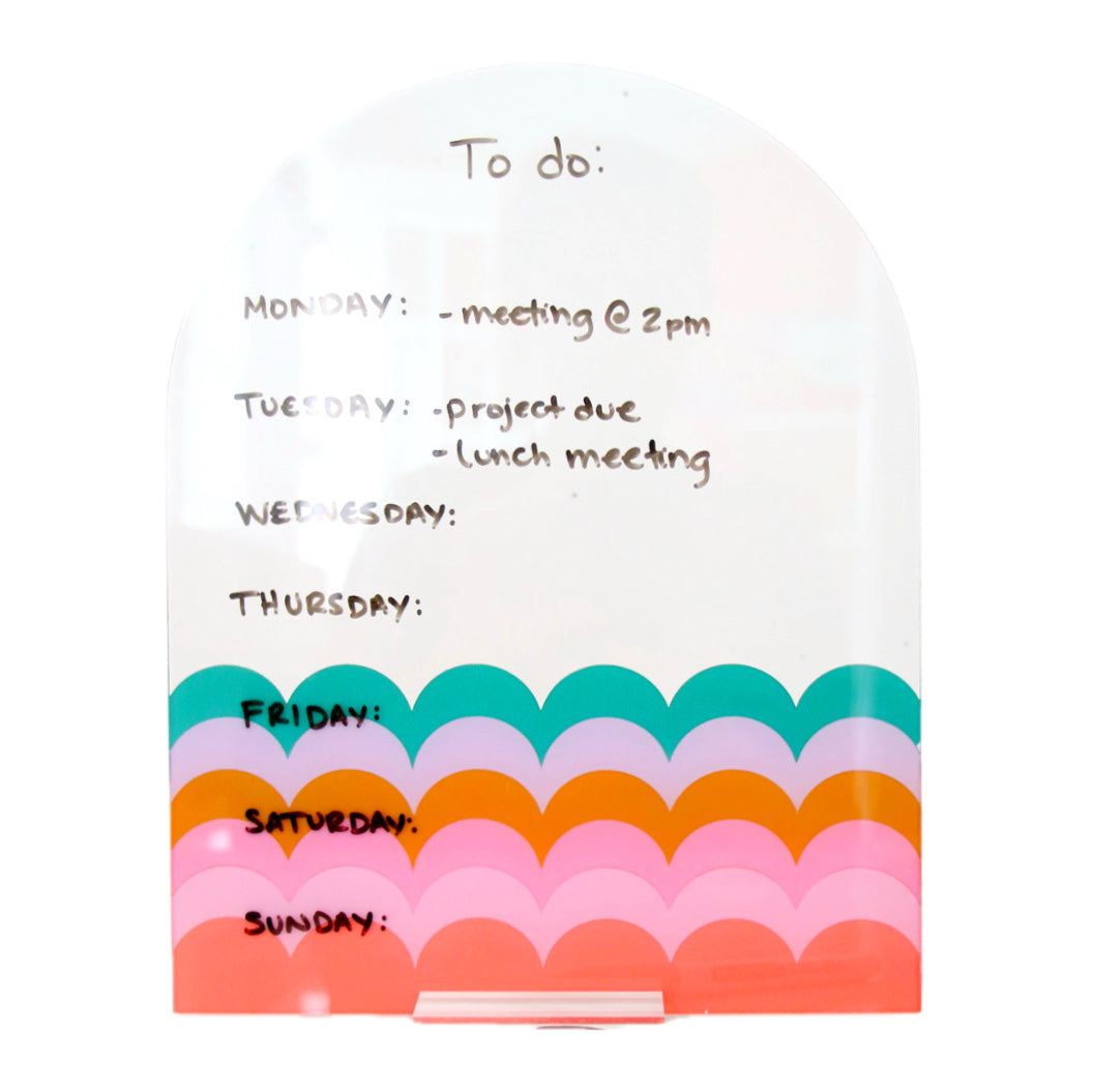 Scalloped print dry erase memo board