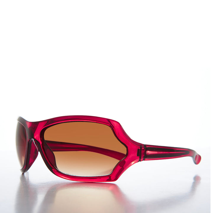 90s Mod Curved Wrap Sleek Sunglasses - Falco