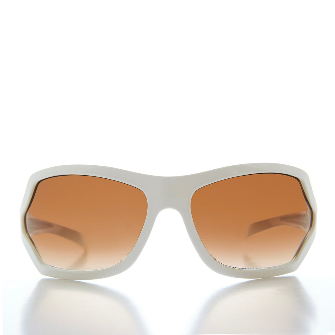 90s Mod Curved Wrap Sleek Sunglasses - Falco
