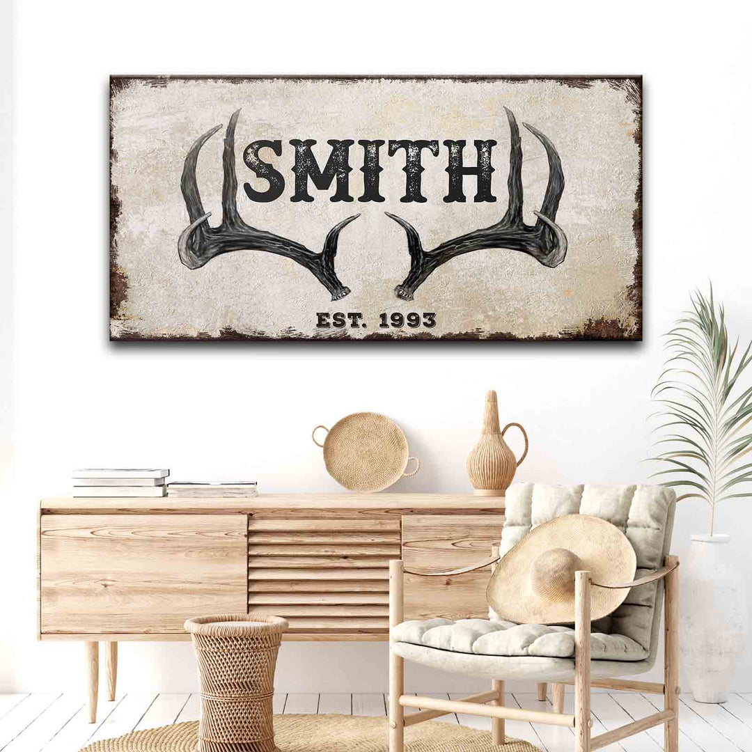 Rustic Family Antler Sign II