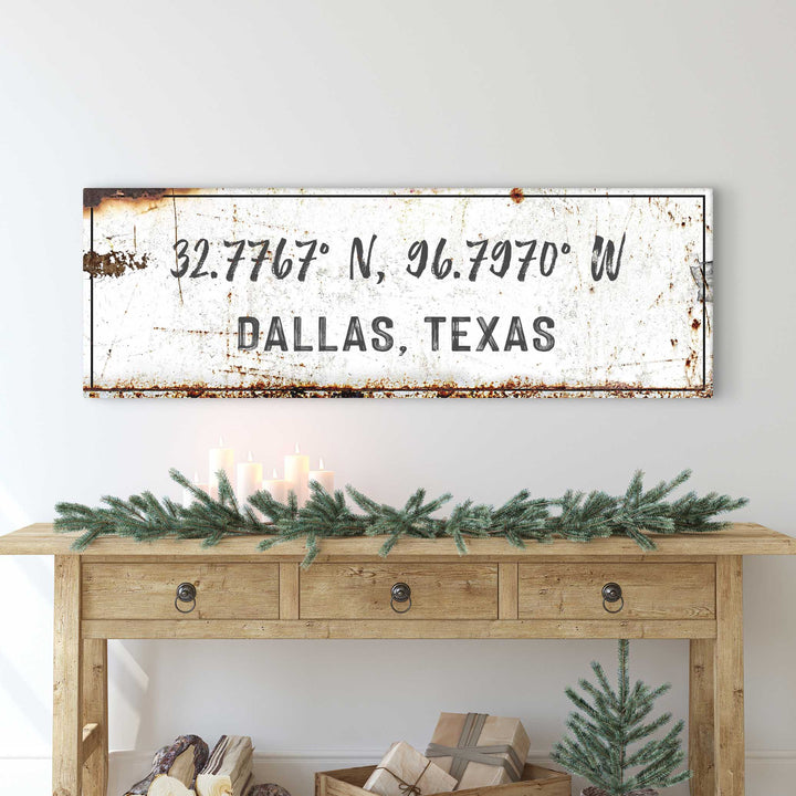 Home Coordinates Rustic Sign