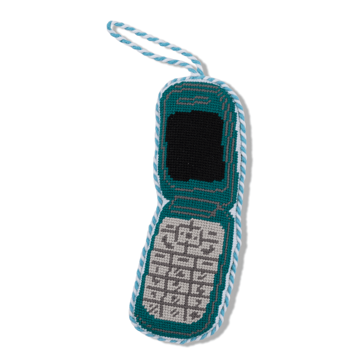 Needlepoint Icon Ornament - Flip Phone