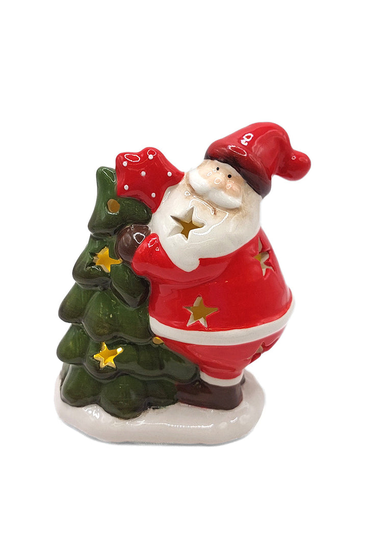 Santa with Tree Christmas Ceramic Ornament by Wizardi F07N7-7