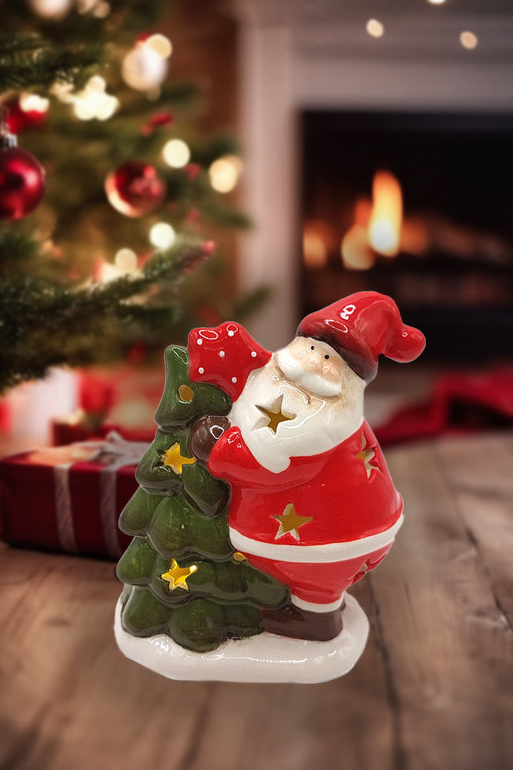 Santa with Tree Christmas Ceramic Ornament by Wizardi F07N7-7