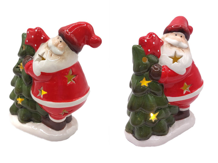 Santa with Tree Christmas Ceramic Ornament by Wizardi F07N7-7
