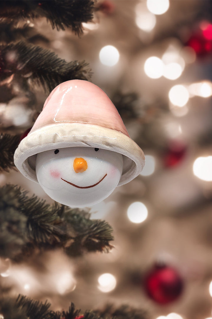 Bell - Snowman with Hat Christmas Ceramic Ornament by Wizardi F07N7-19