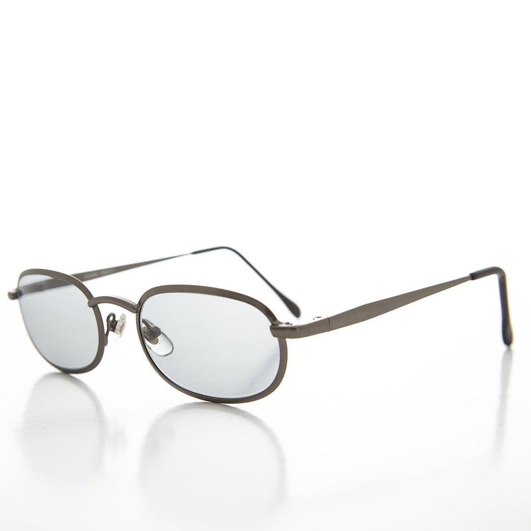 Oval Metal Half Frame Transition Glass Lens Vintage Sunglass - Foster