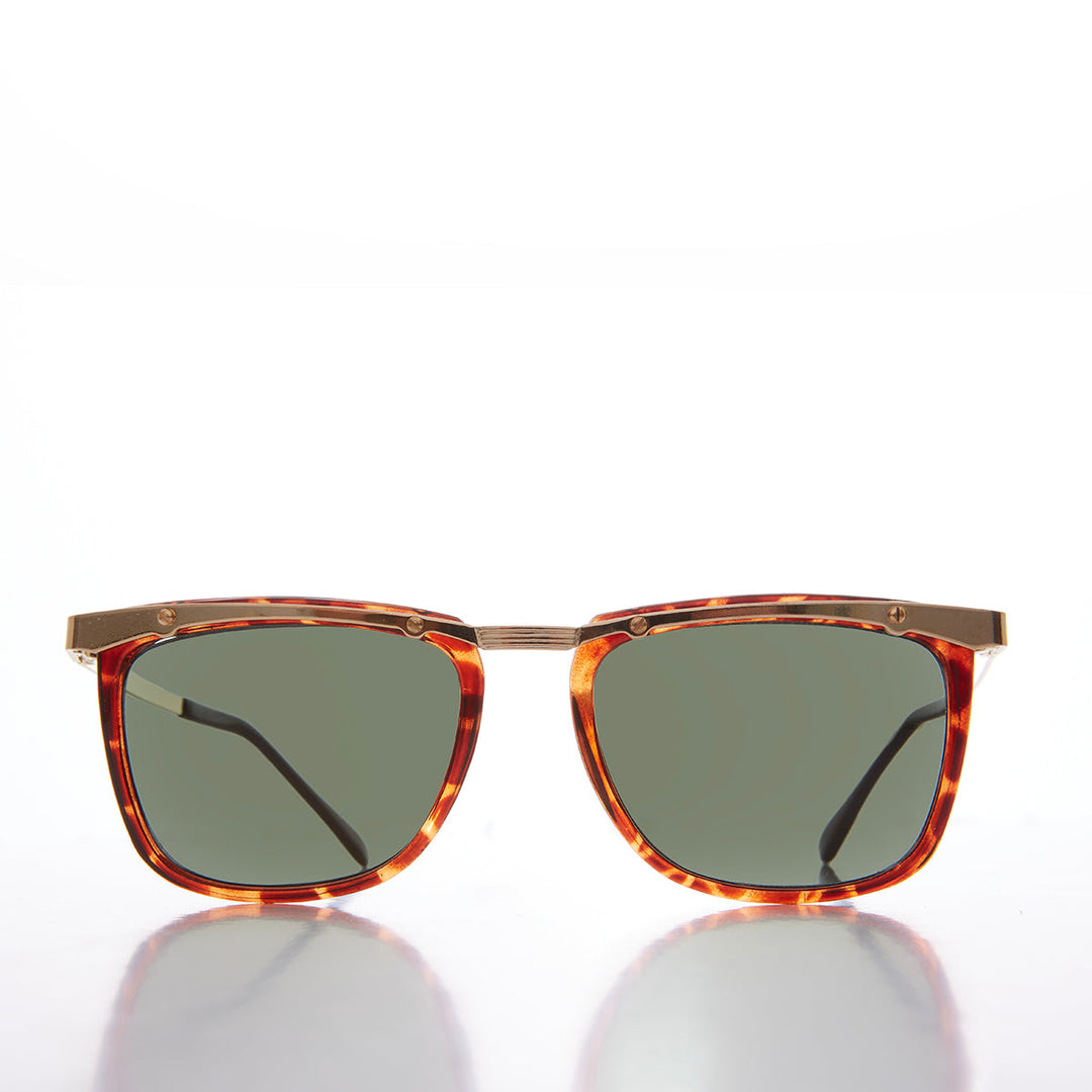 90s Unique Gold Brow Squared Sunglass - Francois