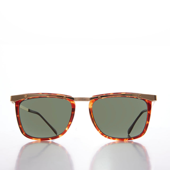 90s Unique Gold Brow Squared Sunglass - Francois