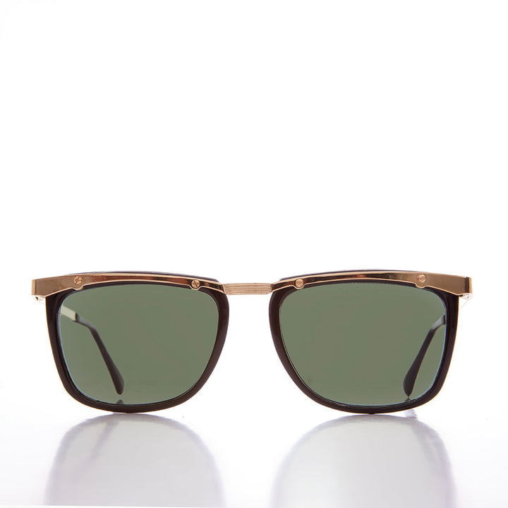 90s Unique Gold Brow Squared Sunglass - Francois