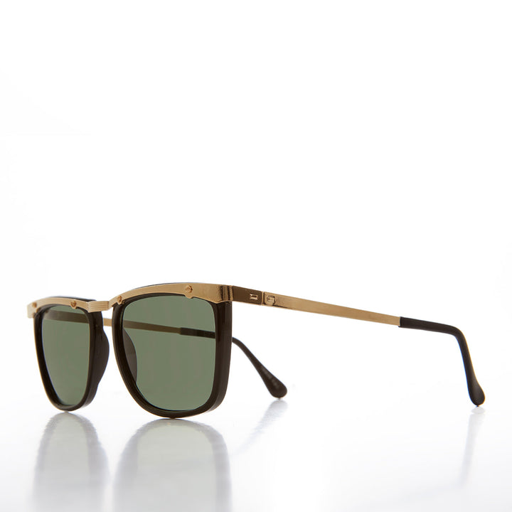 90s Unique Gold Brow Squared Sunglass - Francois