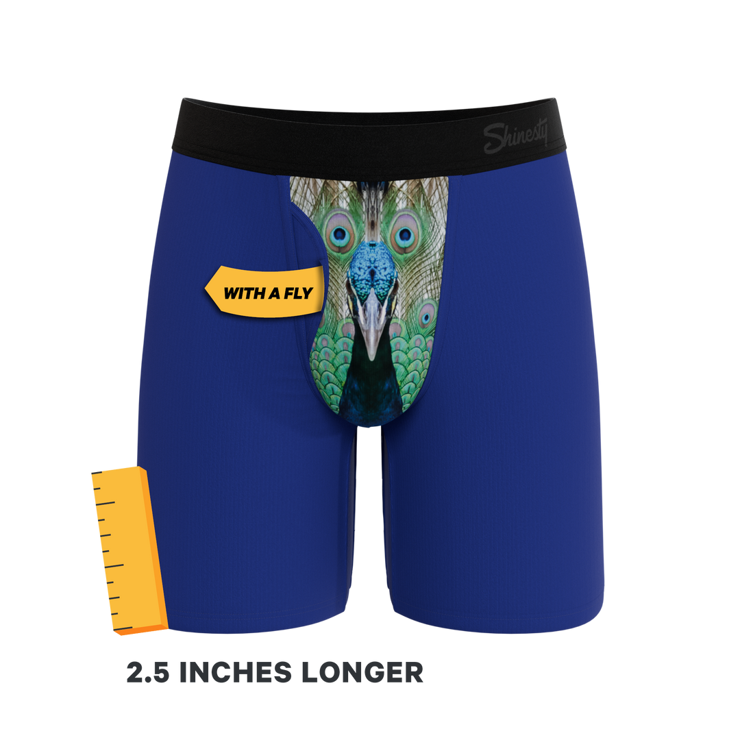 The Fancy Feather | Peacock Long Leg Ball Hammock® Pouch Underwear With Fly