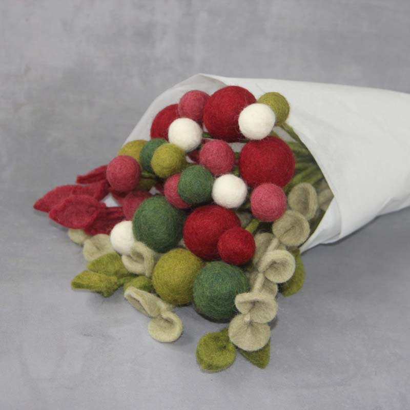 Felt Flowers - Blossom Small (2cm) - Red (Wine)