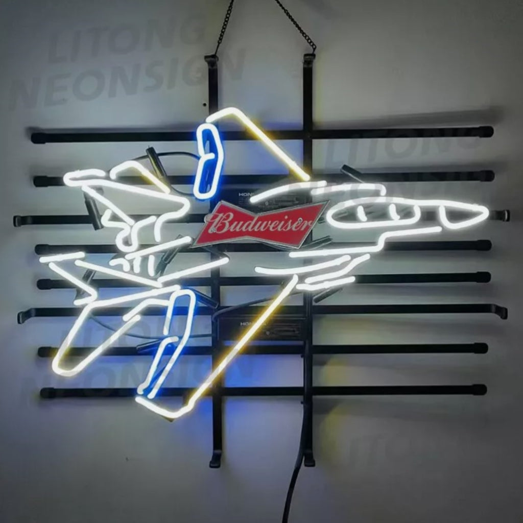 Fighter Plane Budweiser Beer Neon Signs
