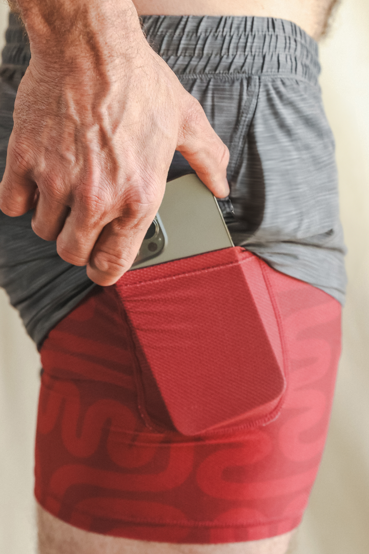 The Finish Line | Grey and Red Ball Hammock® 5 Inch Athletic Shorts