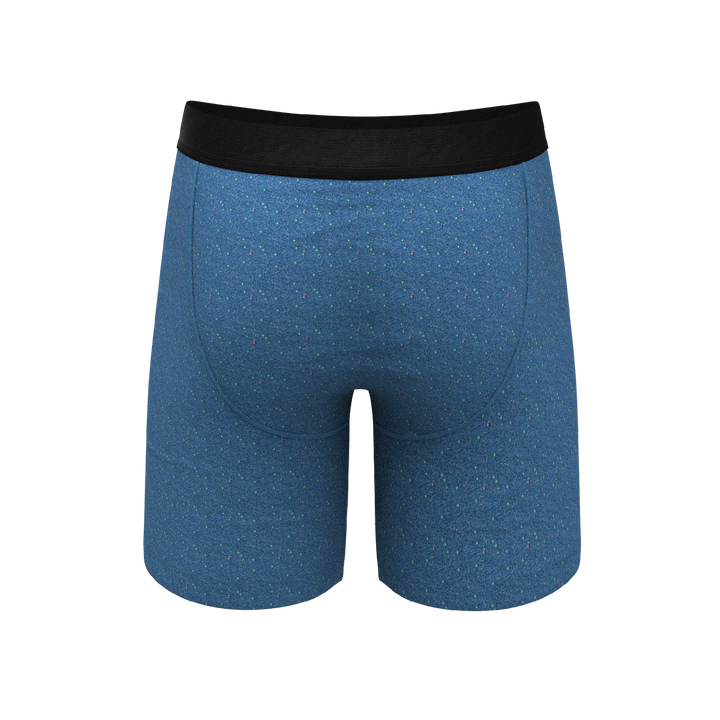 The Fleck Me | Heather Blue Flecked Long Leg Ball Hammock® Pouch Underwear With Fly