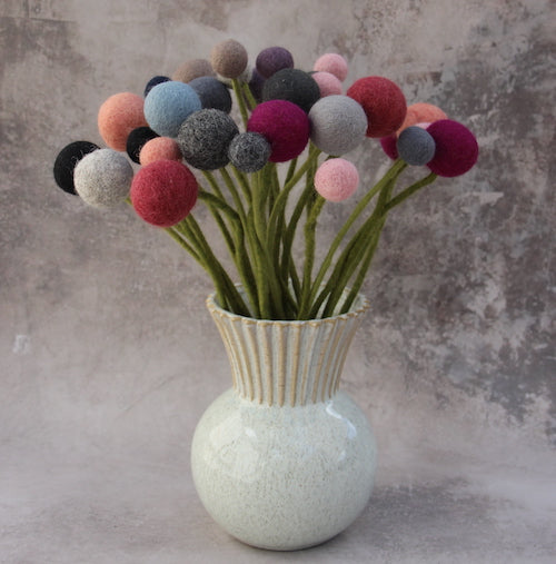 Felt Flowers - Blossom Small (2cm) - Black (Muted)