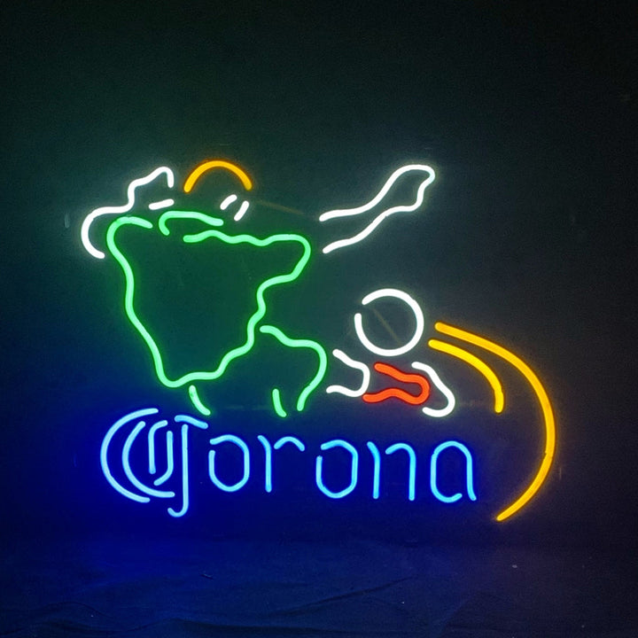Football Player with Corona Extra Neon Sign Light