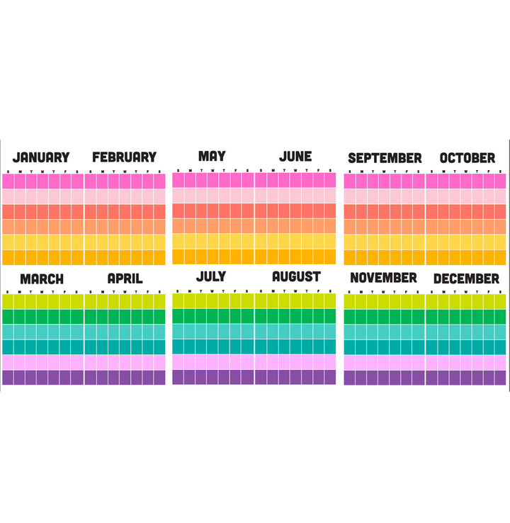 Rainbow stripe wall calendar