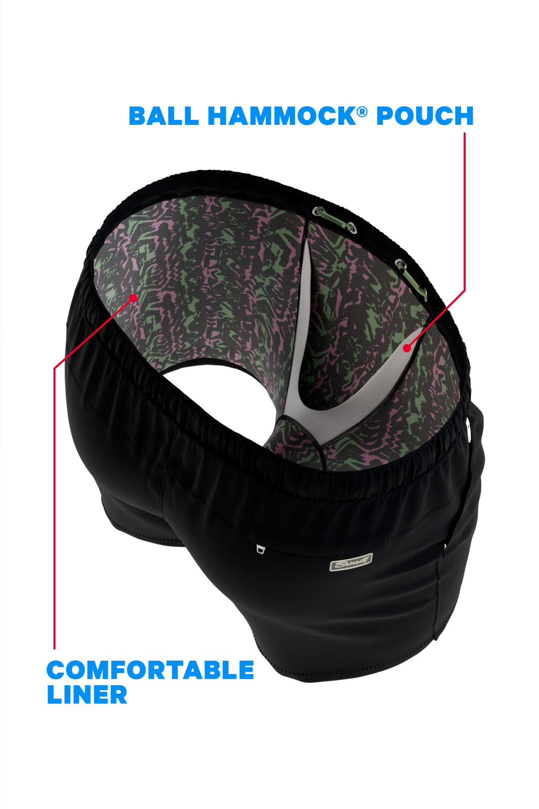 The Funky Fresh | Black and Neon Tribal Ball Hammock® Pouch 5" Swim Trunks