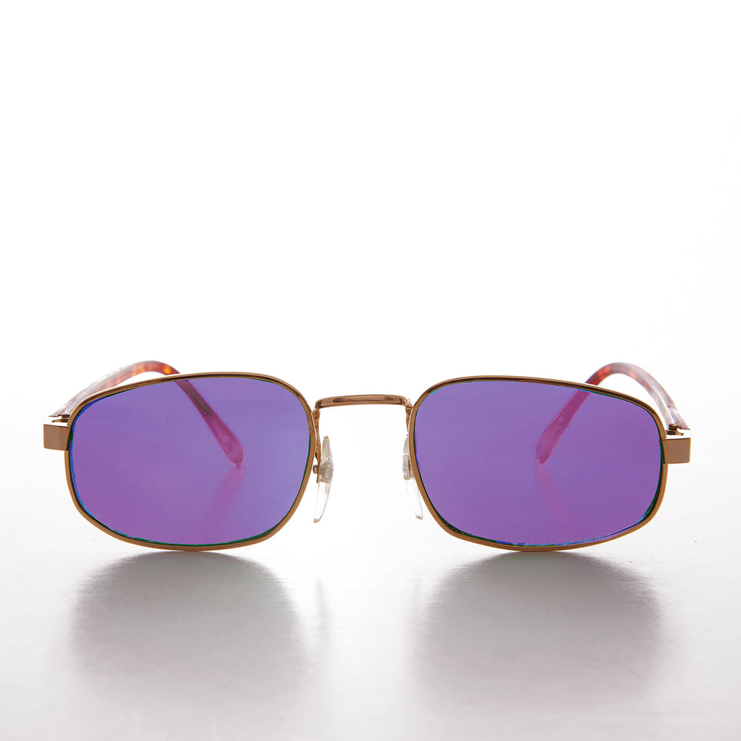 Rectangular Sunglasses with Colored Tinted Lens - Jerry
