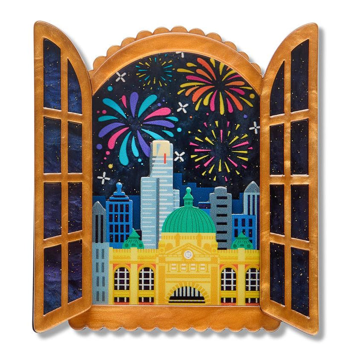 *SEE NOTE* Fireworks Far & Wide Brooch by Erstwilder