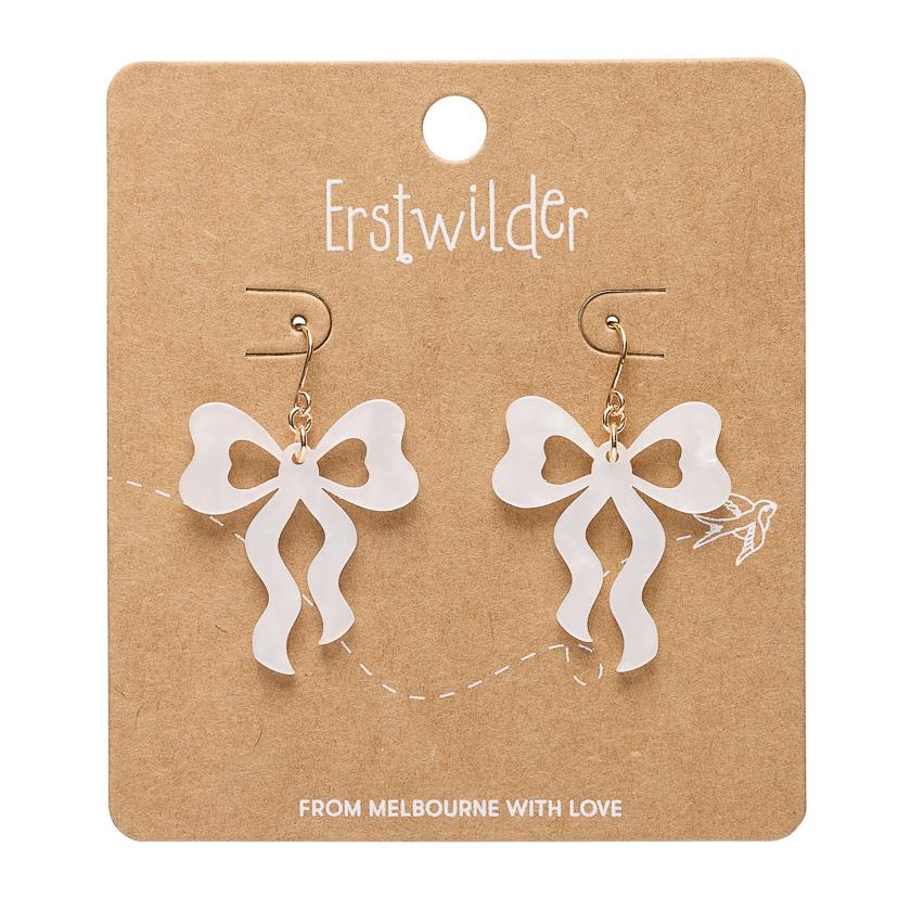 Bows Drop Earrings – White by Erstwilder