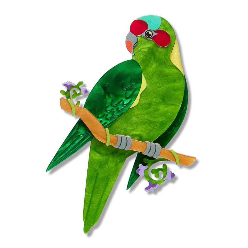 Musk Lorikeet Brooch enamel brooch by Erstwilder x Royal Botanic Gardens Victoria – front view