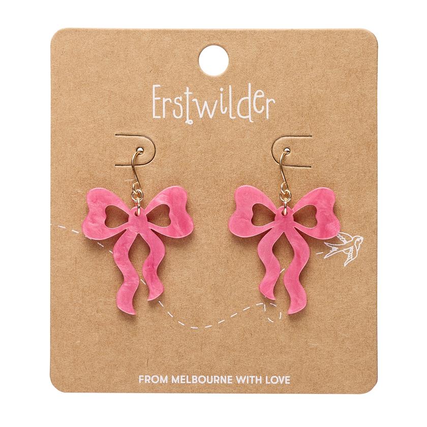 Bows Drop Earrings – Pink by Erstwilder