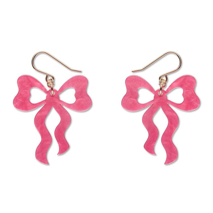 Bows Drop Earrings – Pink by Erstwilder