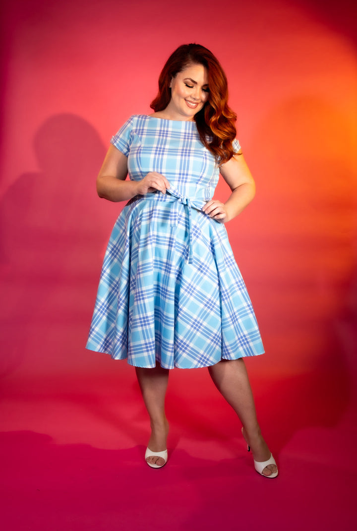 Melody Dress - Light Blue Plaid