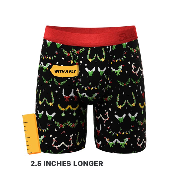 The Goodie Garland | Christmas Tinsel Busts Long Leg Ball Hammock® Pouch Underwear With Fly