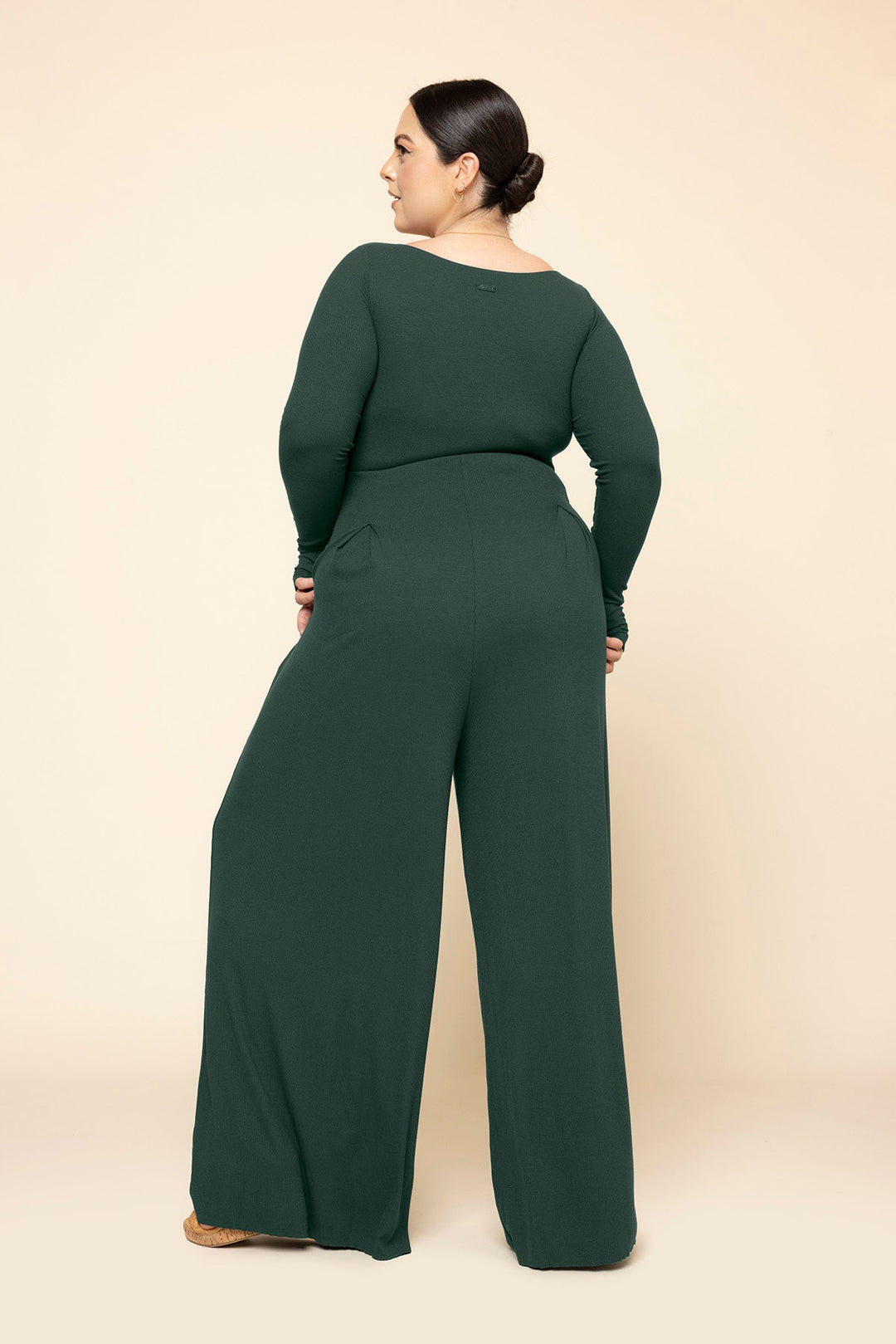 Go With The Flow Long Sleeve Jumpsuit - Pine