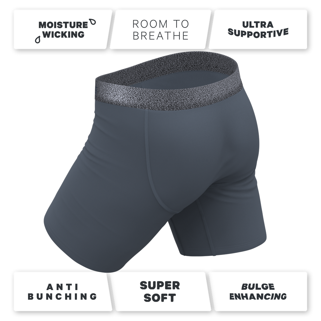 The Graphite | Tonal Grey Long Leg Ball Hammock® Pouch Underwear With Fly