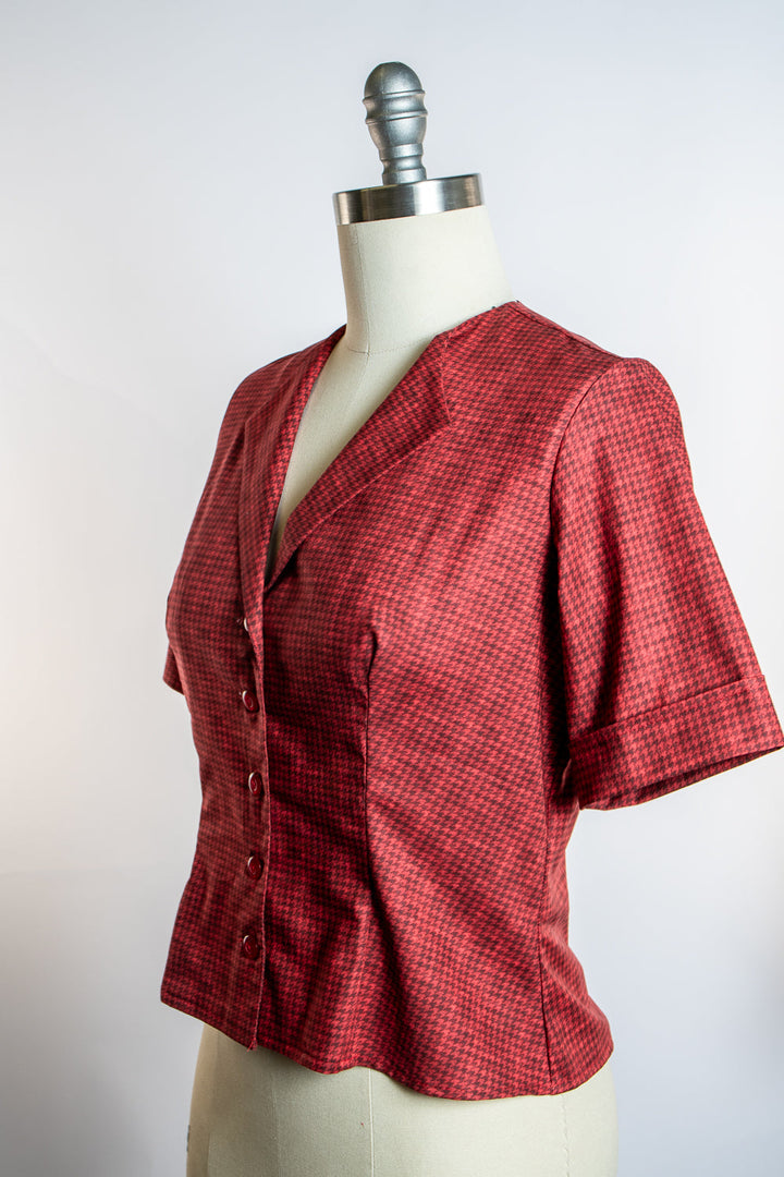 Gretta Blouse - Mini Houndstooth, Red