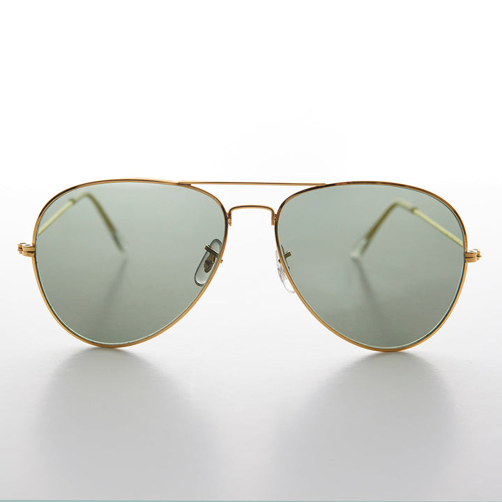 Vintage Metal Aviator Sunglass with Glass Lens - Hughes