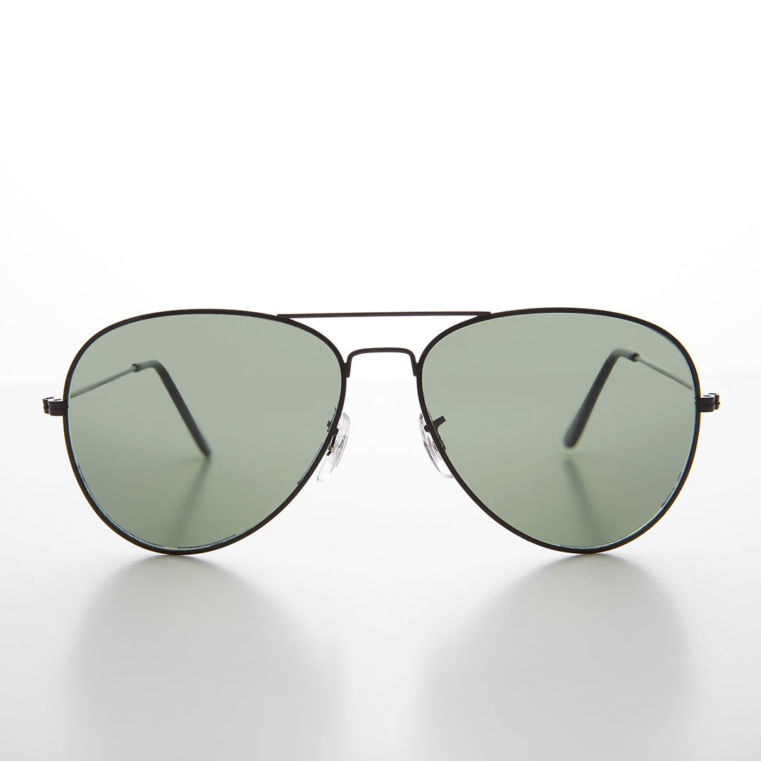 Vintage Metal Aviator Sunglass with Glass Lens - Hughes