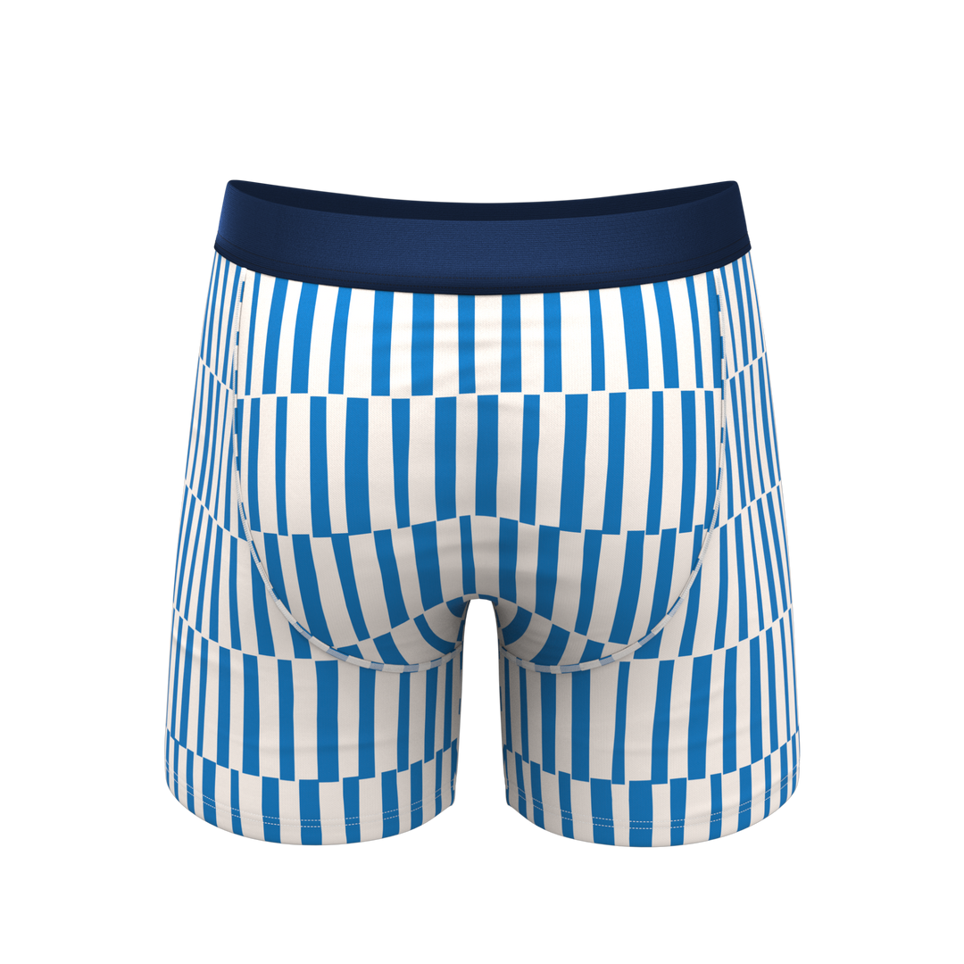 The Hamptons | Blue Mosaic Stripe Ball Hammock® Pouch Underwear With Fly